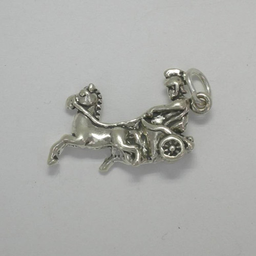 Sterling Silver Roman Centurion and horse and chariot charm/pendant