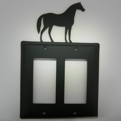 Wrought Iron Standing Horse double toggle electric light switch plate cover