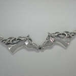 Close up of Sterling Silver horse head necklace