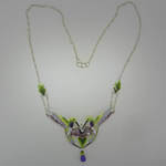 Sterling Silver Enamel Amethyst Hummingbird necklace