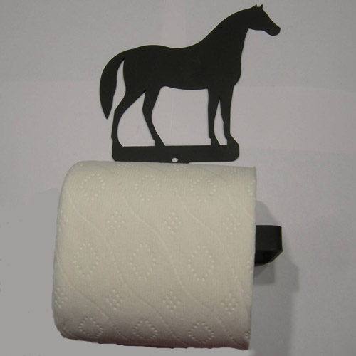 Wrought Iron Horse bathroom tissue holder with tissue