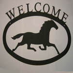Wrought Iron Galloping Horse Welcome Sign