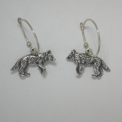 Sterling Silver dangle wolf earrings