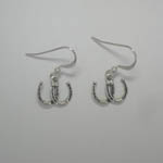 Sterling Silver small double horseshoe dangle earrings