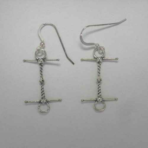 Sterling Silver twisted wire snaffle bit dangle earrings