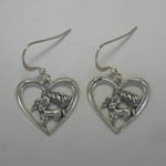 Sterling Silver mare and foal in heart earrings