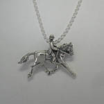 Sterling Silver Dressage horse and rider necklace