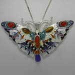 Sterling Silver enamel and gemstone butterfly pin/pendant