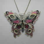 Sterling Silver enamel and Garnet butterfly pin/pendant