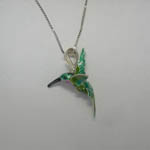 Side of flying Hummingbird necklace