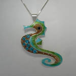 Sterling Silver whimsical Sea Horse pin/pendant