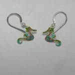 Sterling Silver enamel sea horse earrings