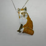 Sterling Silver enamel Red Fox necklace