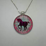 Sterling Silver Reversible enamel horse necklace