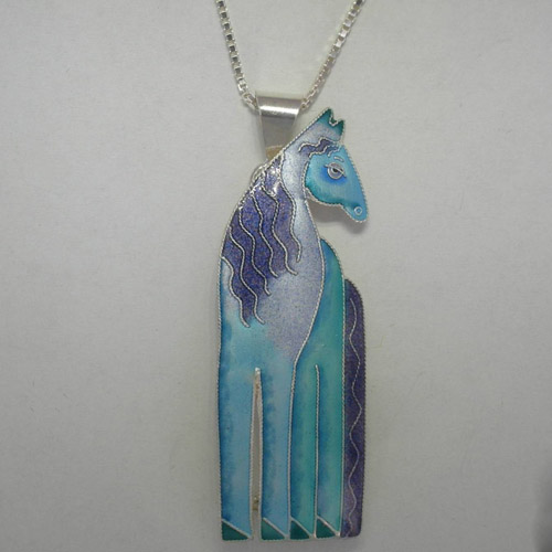 Sterling Silver Sleepy mare pin pendant necklace