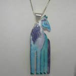 Sterling Silver Sleepy mare pin pendant necklace