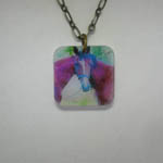 Acrylic two horses one head necklace