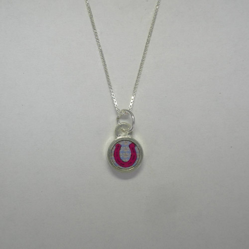 Sterling Silver reversible mini circle horseshoe necklace