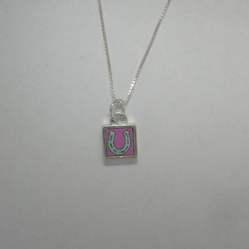 opposite side of mini square horseshoe necklace