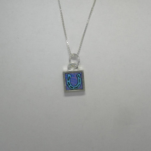 Sterling Silver reversible mini square horseshoe necklace