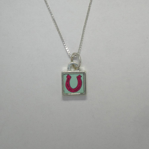 opposite side of mini square horseshoe necklace