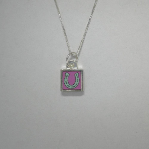 Sterling Silver reversible mini square horseshoe necklace