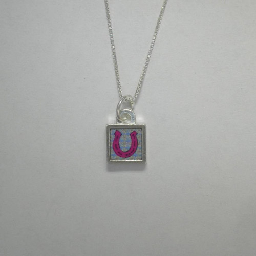 opposite side of reversible mini square horseshoe necklace
