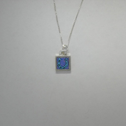opposite side of reversible mini square horseshoe necklace