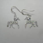 Sterling Silver Opal trotting horses dangle earrings