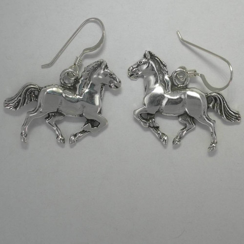 Sterling Silver prancing horse dangle earrings