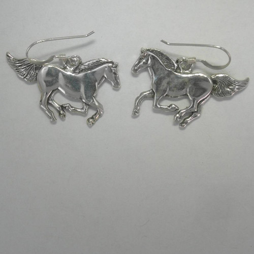 Sterling Silver galloping horse dangle earrings