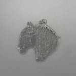 Sterling Silver Fresian Horse head pin/pendant