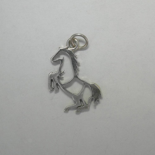 Sterling Silver silhouette rearing horse charm pendant