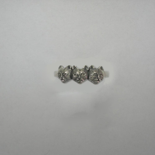 Sterling Silver three cat ring