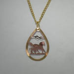 Copper galloping mare and foal necklace