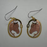 Copper horse head dangle earrings