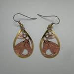Copper horse head in bridle dangle earrings