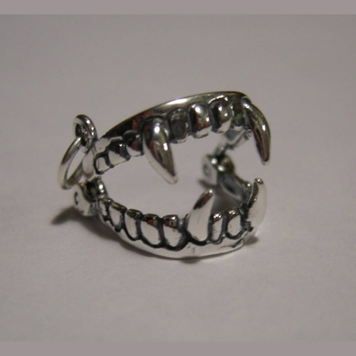 Sterling Silver fanged teeth side view